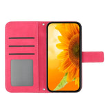 iPhone 15 Leather Flip Cover m. Lommebok og stropp - Solsikkegravering - Rosa