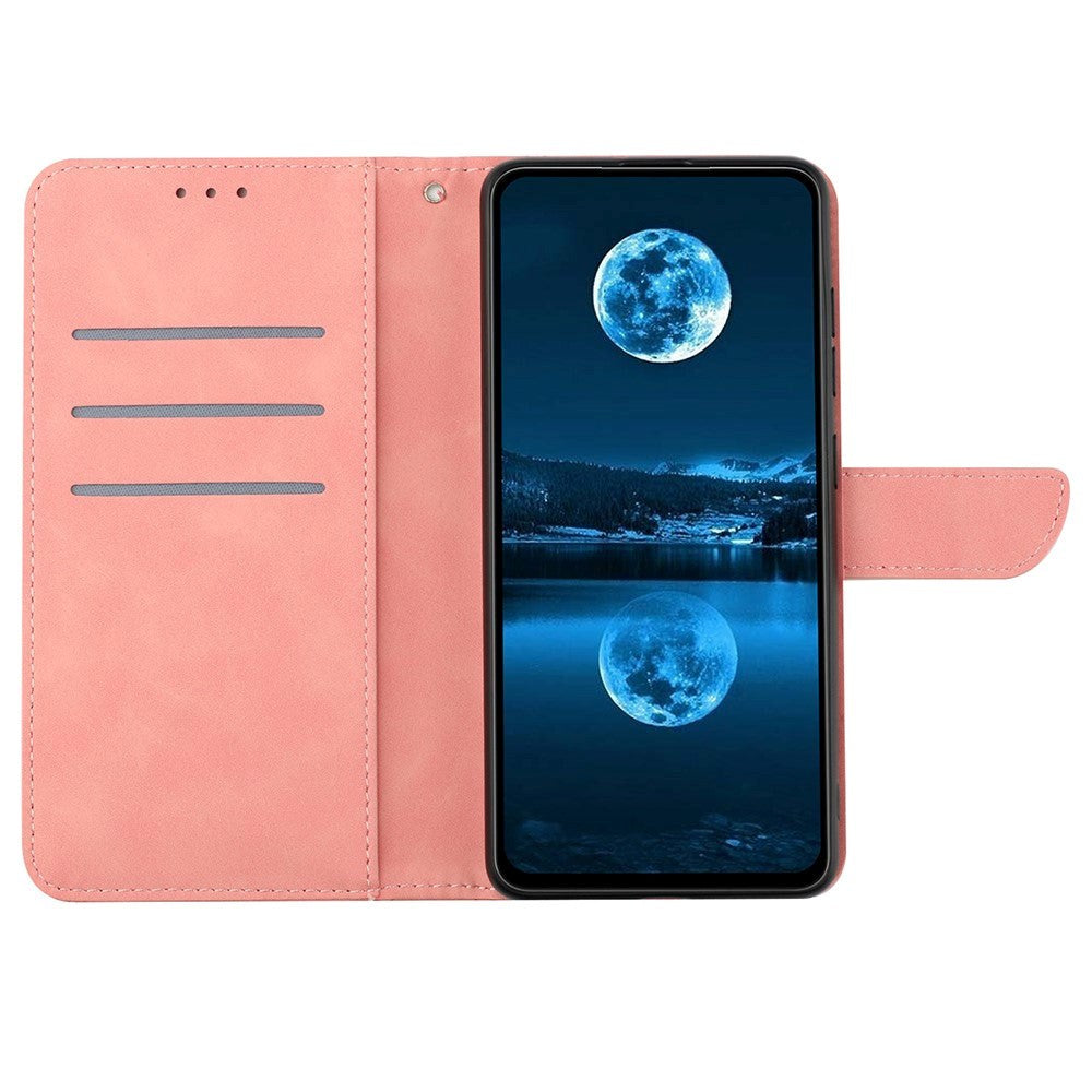 iPhone 15 Leather Flip Cover m. Lommebok og stropp - Rosa