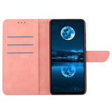 iPhone 15 Pro Max Leather Flip Cover m. Lommebok og stropp - Linjemønster - Rosa