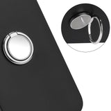 iPhone 15 fleksibelt plastdeksel m. Magnetisk Ring Stativ - Svart m. Sølv ring