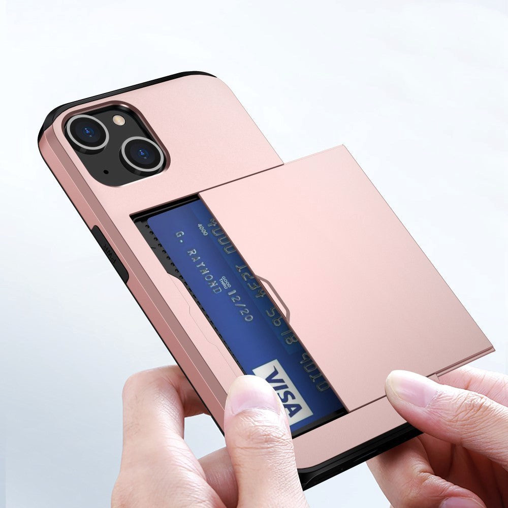 iPhone 15 Håndværker Cover m. Kortholder - Rose Gold