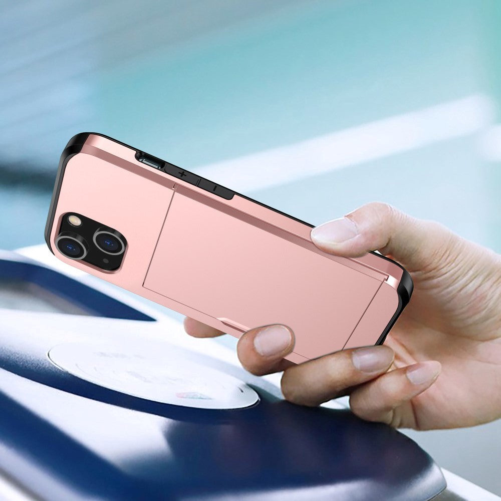 iPhone 15 Håndværker Cover m. Kortholder - Rose Gold