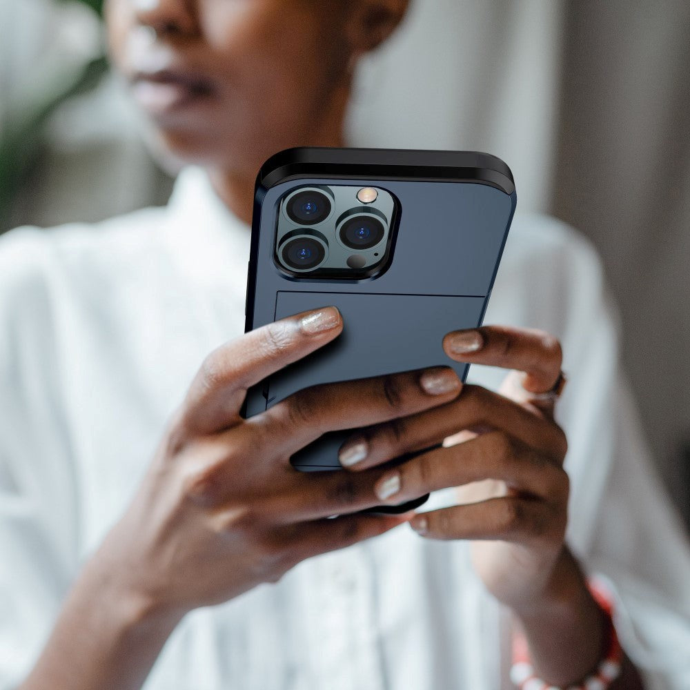 iPhone 15 Pro Max Craftsman-deksel m. Kortholder - Mørk blå