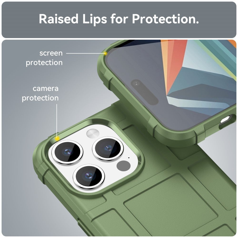 iPhone 15 Pro Rugged Shield Series Craftsman Bakdeksel - Grønn