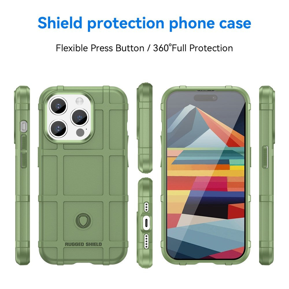 iPhone 15 Pro Rugged Shield Series Craftsman Bakdeksel - Grønn