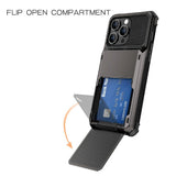 iPhone 15 Hybrid Plastic Craftsman Bakdeksel m. Kortholder - Grå