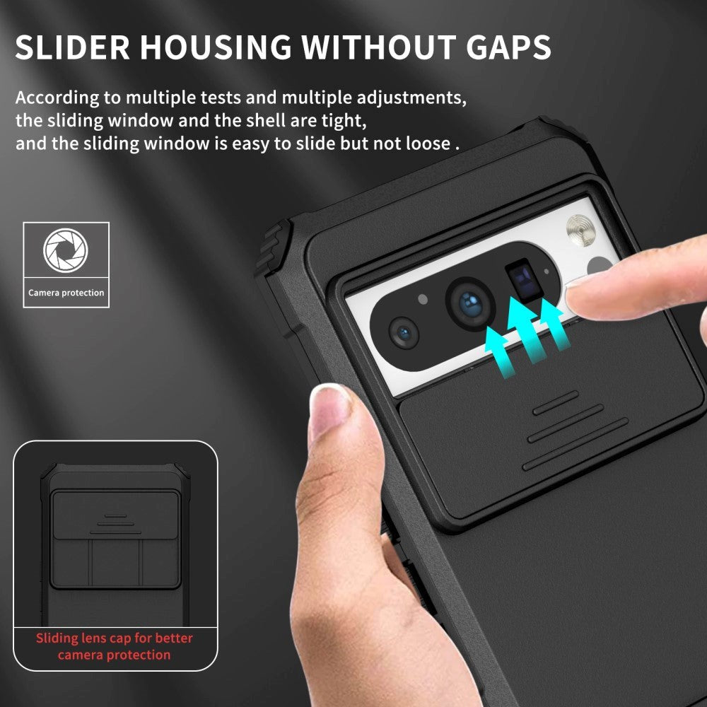 Google Pixel 8 Pro Craftsman Bakdeksel m. Kickstand &amp; Cam Slider - Svart