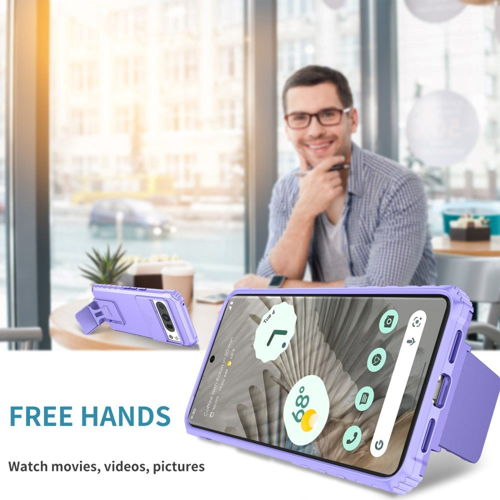 Google Pixel 8 Pro Craftsman Bakdeksel m. Kickstand &amp; Cam Slider - Lilla