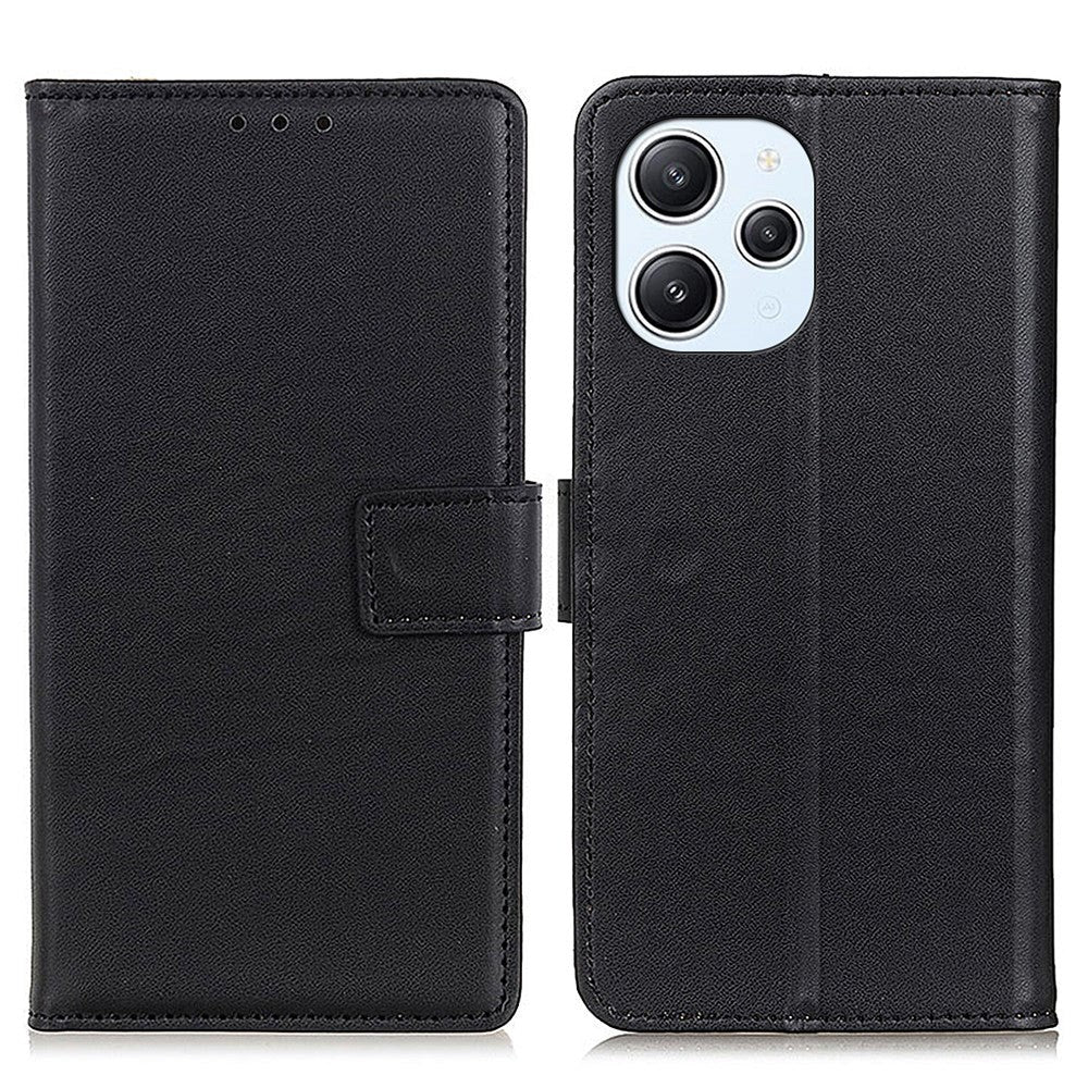 Xiaomi Redmi 12 (4G) / 12 (5G) / Poco M6 Pro (5G) Leather Flip Cover m. Lommebok &amp; Stativ - Svart
