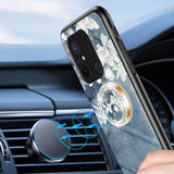 Xiaomi Redmi 12C plastbakdeksel m. Glass rygg &amp; magnetisk støtte / fingerring - blå m. Blomster