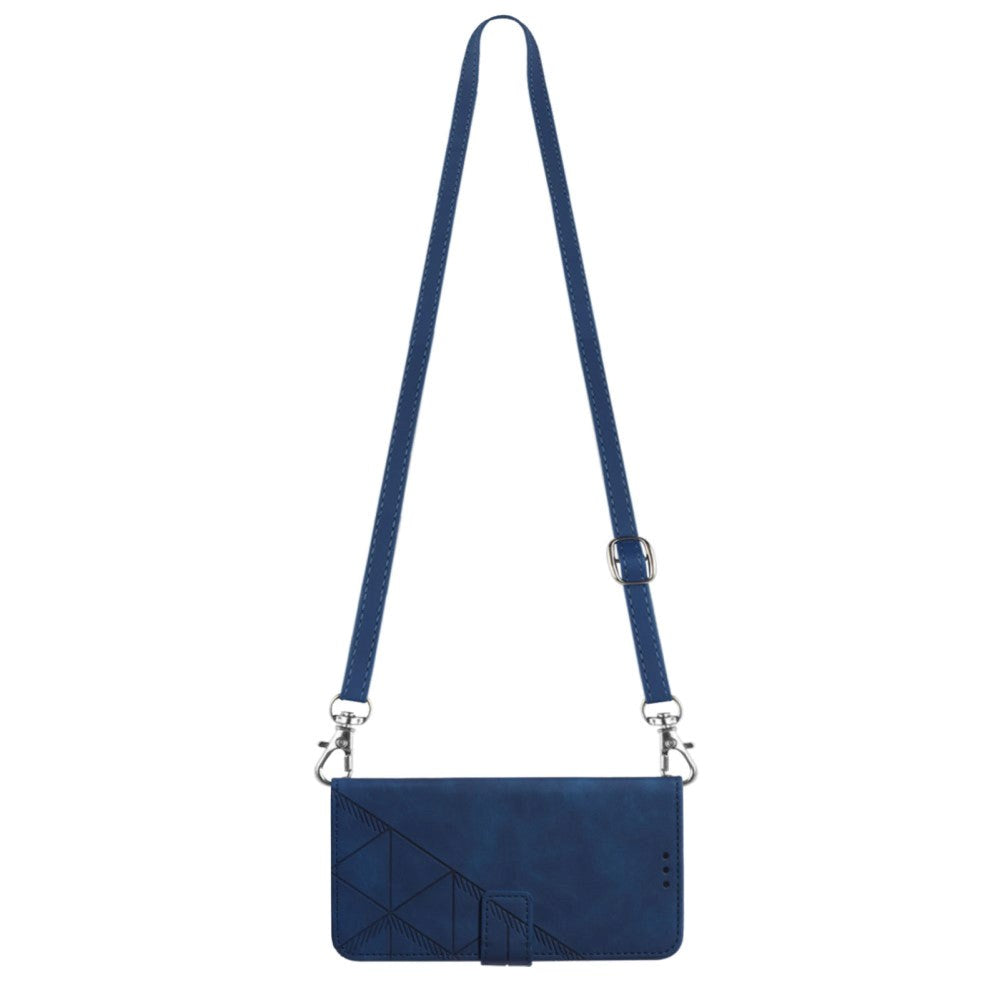 Samsung Galaxy S23 FE Leather Flip Cover m. Lommebok og skulderstropp - Mørkeblå