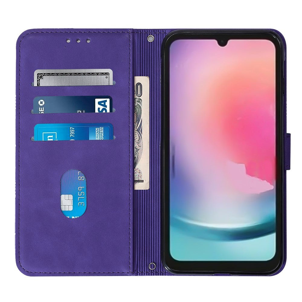 Samsung Galaxy S23 FE Leather Flip Cover m. Veske og skulderstropp - Lilla