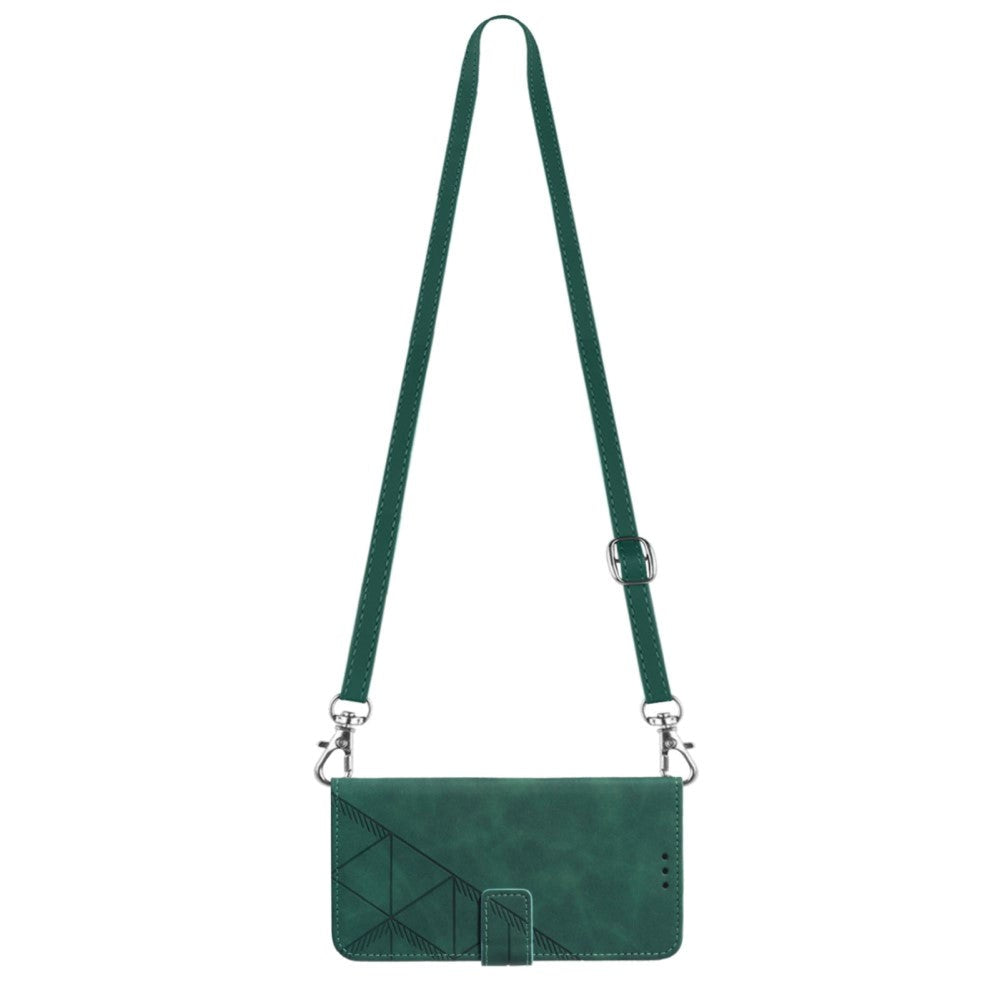 Samsung Galaxy S23 FE Leather Flip Cover m. Veske og skulderstropp - Grønn