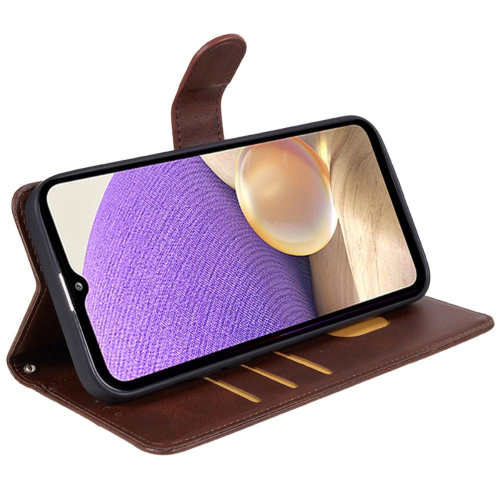 Samsung Galaxy M34 (5G) / F34 (5G) Flip-deksel i lær m. Lommebok og stropp - Mørkebrun