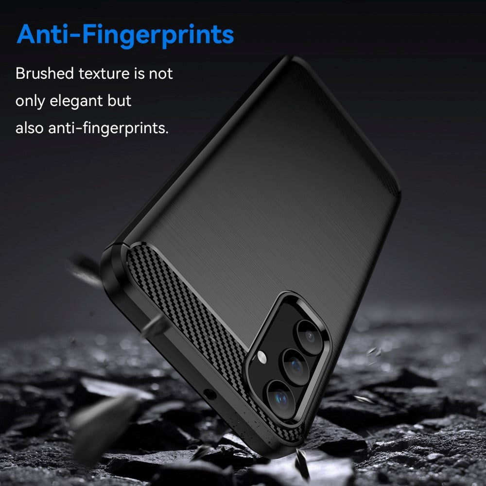 Samsung Galaxy A25 (5G) børstet karbonfiber fleksibelt plastbakdeksel - svart