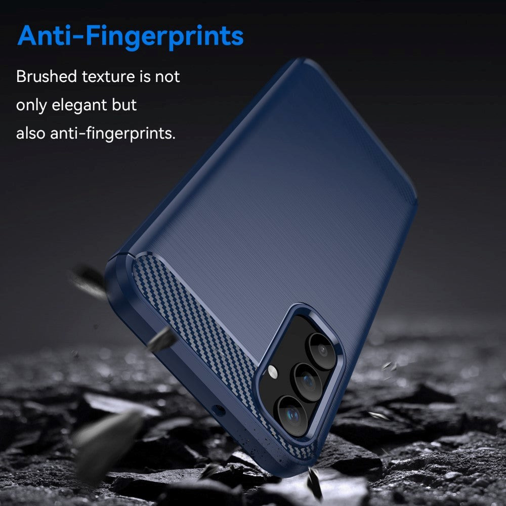 Samsung Galaxy A25 (5G) børstet karbonfiber fleksibelt plastbakdeksel - blå