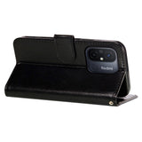 Xiaomi Redmi 12C Læder Flip Cover m. Pung og Strop - Sort