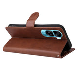 Honor 90 Lite Leather Flip Cover m. Lommebok og stropp - Brun