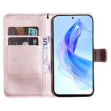 Honor 90 Lite Leather Flip Cover m. Lommebok og stropp - Rose gull
