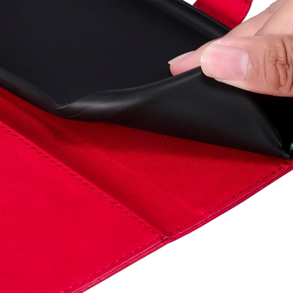 Honor 90 Lite Leather Flip Cover m. Lommebok og stropp - rød