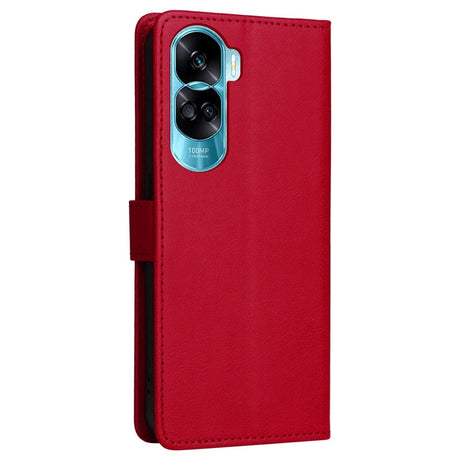 Honor 90 Lite Leather Flip Cover m. Lommebok og stropp - rød