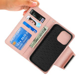 iPhone 15 Pro Max 2-i-1 Kunstlæder Flip Cover m. Pung & Magnetlås - Rose Gold