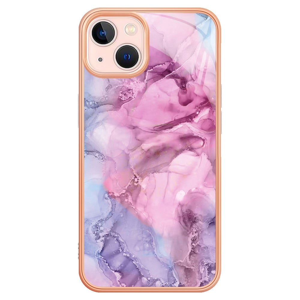 iPhone 15 Plus Hybrid plastbakdeksel - lilla / rosa marmor
