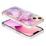 iPhone 15 Plus Hybrid plastbakdeksel - lilla / rosa marmor