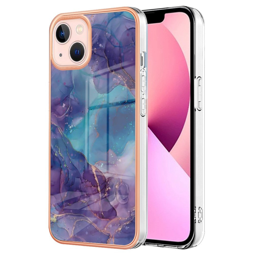 iPhone 15 Hybrid Plastik Bagside Cover - Lilla Marmor