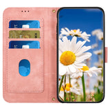 iPhone 15 Pro Leather Flip Cover m. Veske og stropp - Rosa m. Blomster