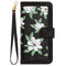 iPhone 15 Pro Leather Flip Cover m. Lommebok og stropp - Svart m. Blomster
