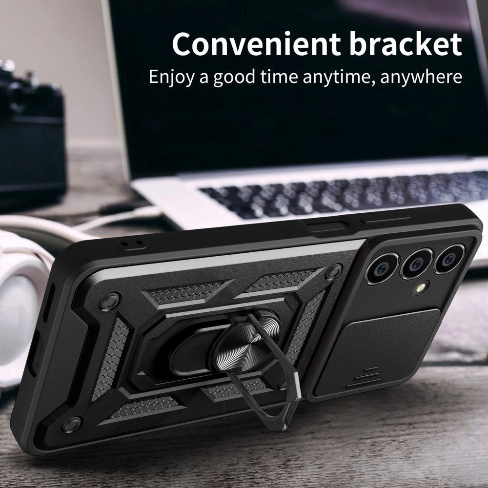 Samsung Galaxy S23 FE Håndværker Bagside Cover m. Magnetisk Kickstand & Cam Slider - Mørkeblå