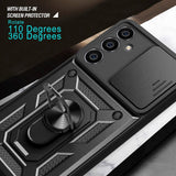 Samsung Galaxy S23 FE Håndværker Bagside Cover m. Magnetisk Kickstand & Cam Slider - Mørkeblå