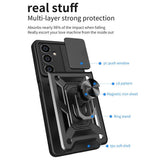 Samsung Galaxy S23 FE Håndværker Bagside Cover m. Magnetisk Kickstand & Cam Slider - Mørkeblå