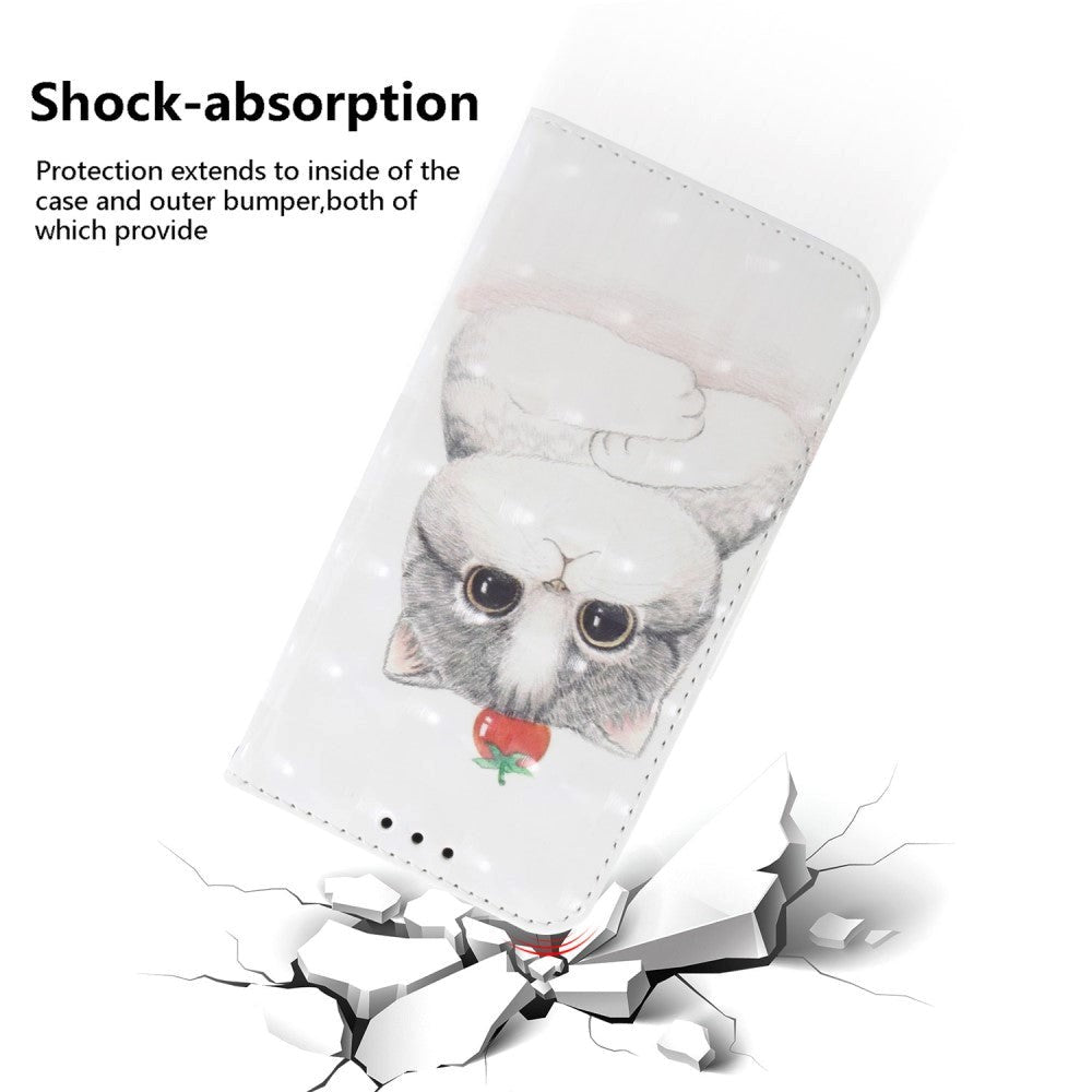 Samsung Galaxy A25 (5G) Flip-deksel i lær m. Trykk og stropp - søt katt