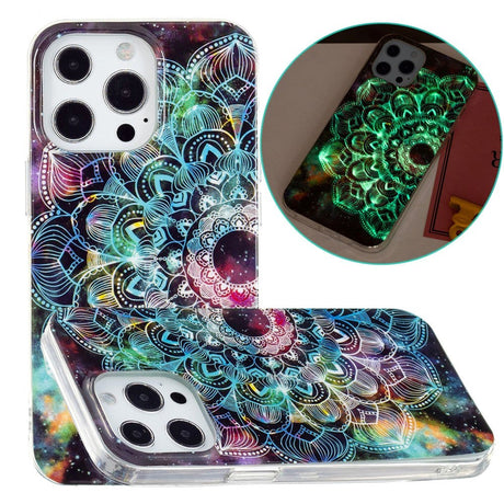 iPhone 15 Pro Luminous fleksibelt bakdeksel av plast m. Trykk - Mandala