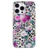 iPhone 15 Pro fleksibelt plastdeksel - Leopard og blomstermønster