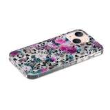 iPhone 15 Fleksibel Plastik Bagside Cover - Leopard og Blomster Mønster