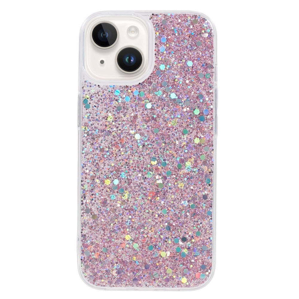 iPhone 15 Glitter Bakdeksel - Rosa