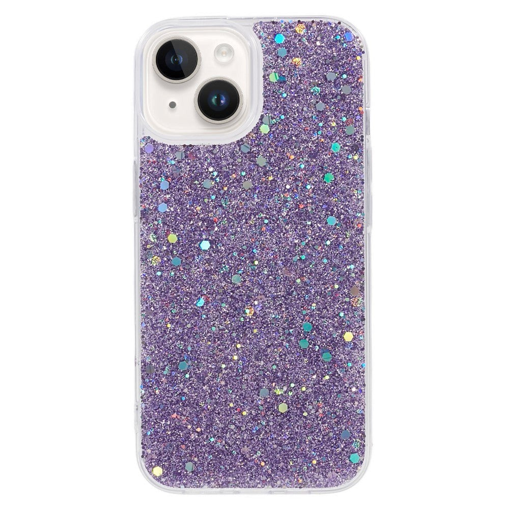 iPhone 15 Glitter Bakdeksel - Lilla