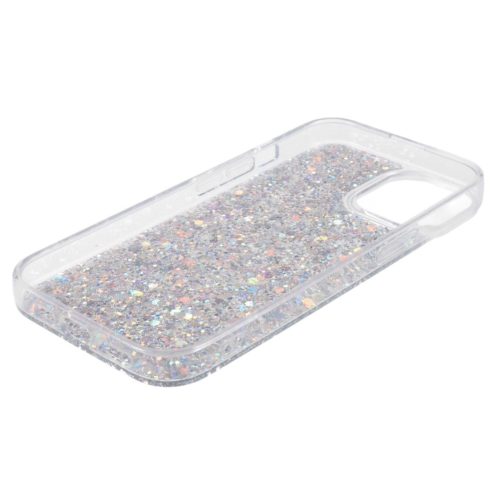 iPhone 15 Plus Glitter Bagside Cover - Sølv