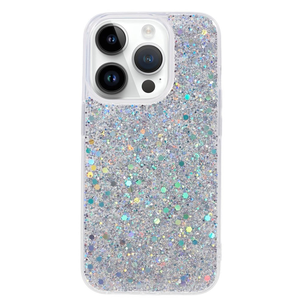iPhone 15 Pro Glitter Bakdeksel - Sølv