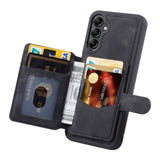 Samsung Galaxy S23 FE Læderbetrukket Fleksibelt Plastik Bagside Cover m. Kortholder - Sort