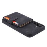 Samsung Galaxy S23 FE Læderbetrukket Fleksibelt Plastik Bagside Cover m. Kortholder - Sort