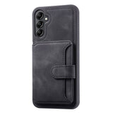 Samsung Galaxy S23 FE Læderbetrukket Fleksibelt Plastik Bagside Cover m. Kortholder - Sort