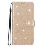 Samsung Galaxy S23 FE Leather Flip Cover m. Lommebok &amp; stropp - Glitter - Gull