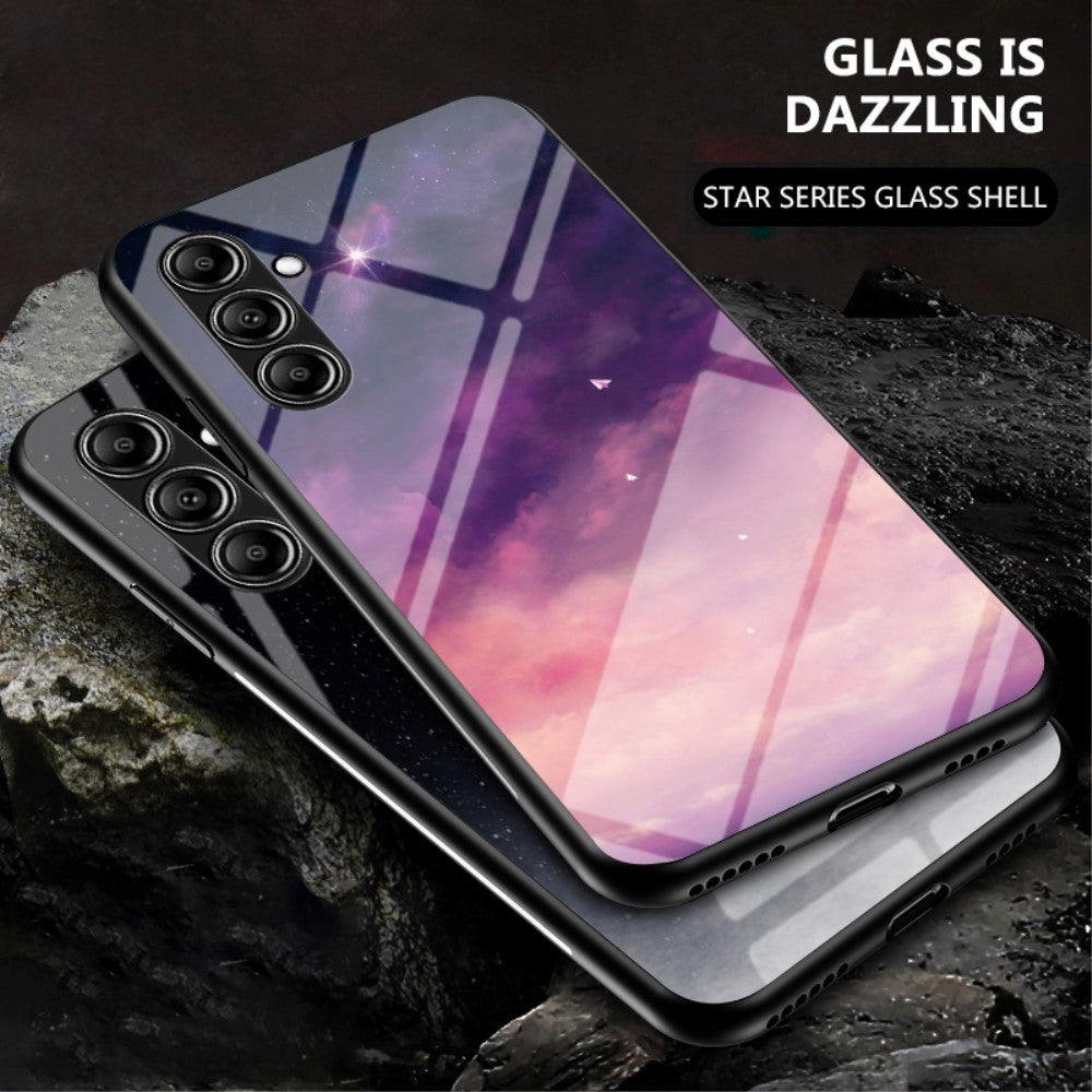 Samsung Galaxy S23 FE plastbakdeksel m. Bakside i glass - Purple Sky