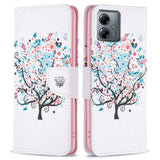 Motorola Moto G14 Cover m. Pung i Læder - Blomstertræ
