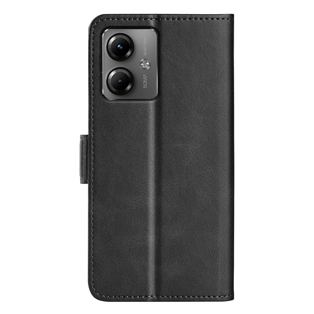 EIDERWOOD Motorola Moto G14 Blankt Læder Flip Cover m. Pung & Ståfunktion - Sort