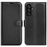 Samsung Galaxy M34 (5G) / F34 (5G) Litchi Leather Flip Cover m. Lommebok - Svart